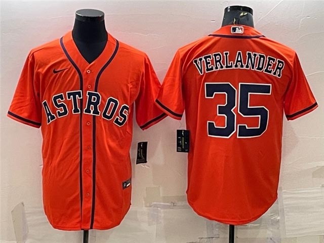 Men's Houston Astros #35 Justin Verlander Orange Cool Base Jersey