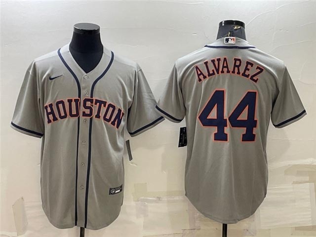 Men's Houston Astros #44 Yordan Alvarez Gray Cool Base Jersey