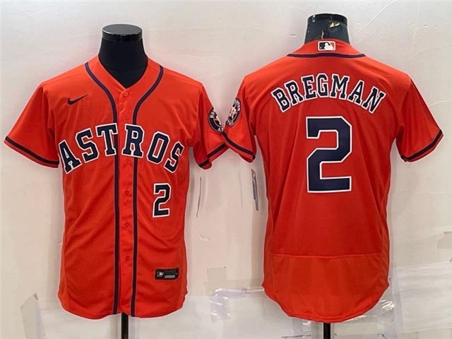 Men's Houston Astros #2 Alex Bregman Orange Flex Base Jersey