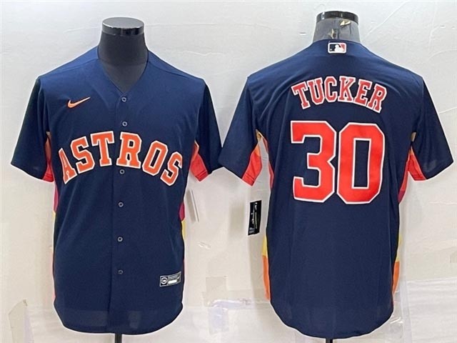 Men's Houston Astros #30 Kyle Tucker Navy Cool Base Jersey