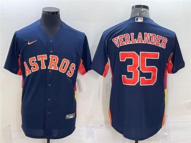 Men's Houston Astros #35 Justin Verlander Navy Cool Base Jersey