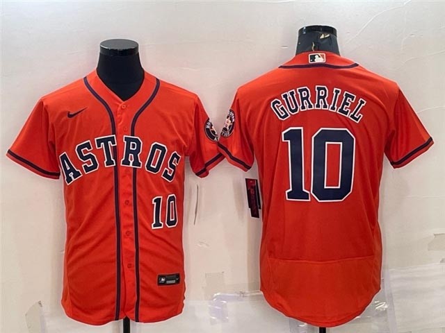 Me's Houston Astros #10 Yuli Gurriel Orange Flex Base Jersey