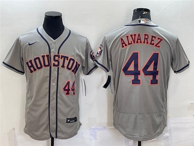 Men's Houston Astros #44 Yordan Alvarez Gray Flex Base Jersey