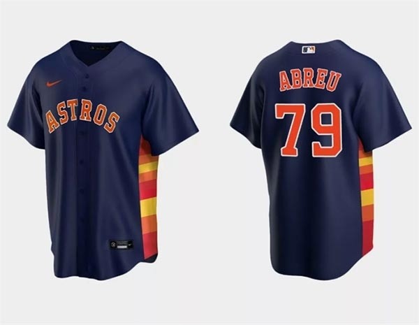 Men's Houston Astros #79 Jose Abreu Navy Cool Base Stitched Jersey