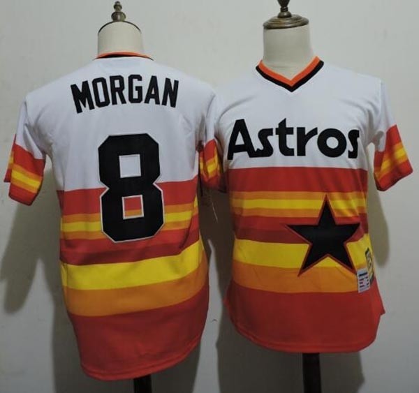 Men's Throwback Houston Astros #8 Joe Morgan Rainbow Cooperstown Collection MLB Jersey