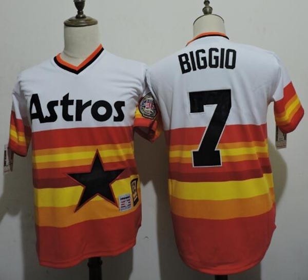 Men's Throwback Houston Astros #7 Craig Biggio Rainbow Cooperstown Collection MLB Jersey