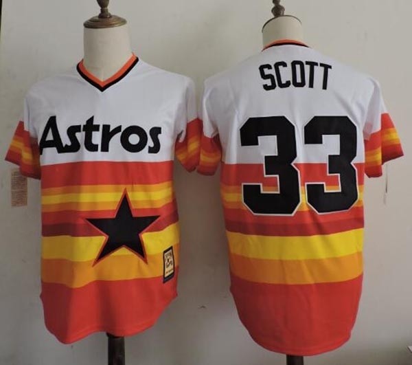 Men's Throwback Houston Astros #33 Mike Scott Rainbow Cooperstown Collection MLB Jersey