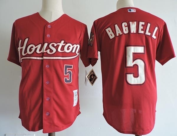 Men's Throwback Houston Astros #5 Jeff Bagwell Red Cooperstown Collection MLB Jersey