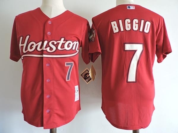 Men's Throwback Houston Astros #7 Craig Biggio Red Cooperstown Collection Jersey