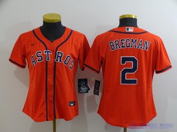 Women Houston Astros #2 Alex Bregman Orange 2020 Nike Cool Base Jersey