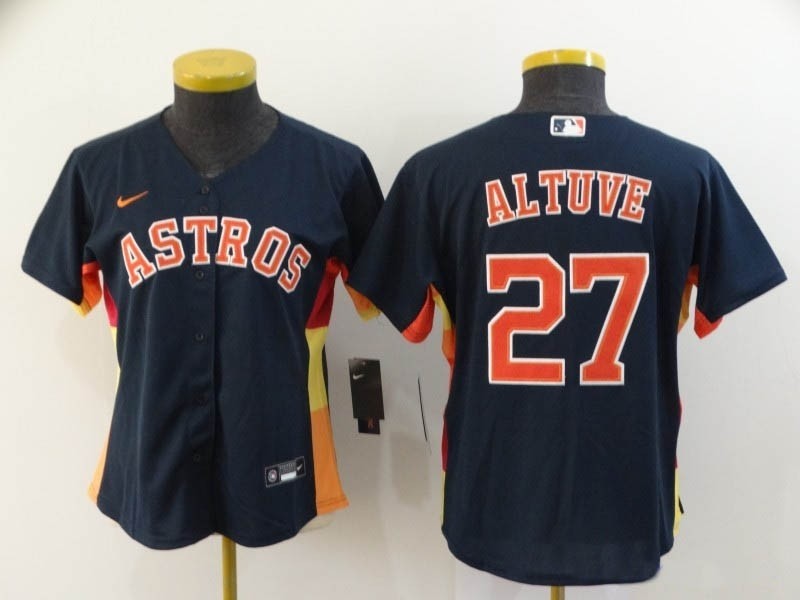 Women Houston Astros #27 Jose Altuve Navy 2020 Nike Cool Base Jersey