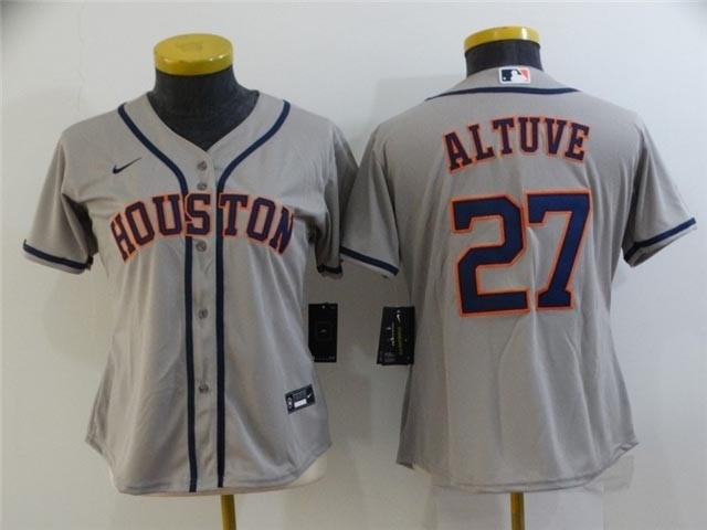 Women's Houston Astros #27 Jose Altuve Gray Cool Base Jersey