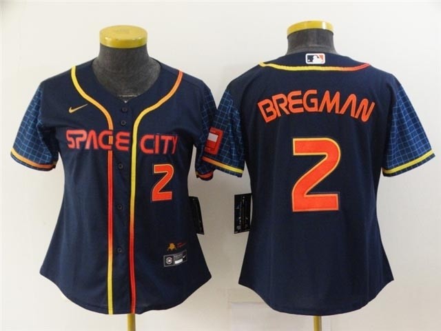 Women's Houston Astros #2 Alex Bregman 2022 Navy City Connect With front Number Cool Base Jersey