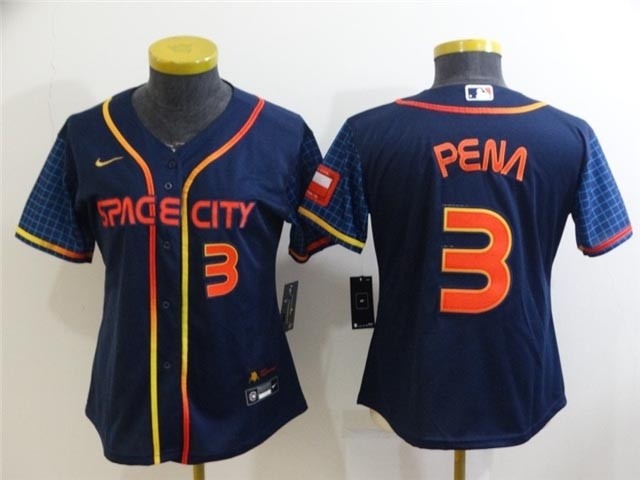 Women's Houston Astros #3 Jeremy Pena 2022 Navy City Connect with front Number Cool Base Jersey