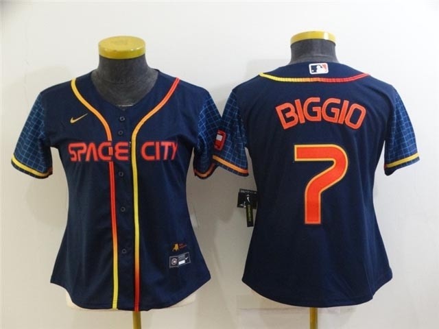 Women's Houston Astros #7 Craig Biggio 2022 Navy City Connect Cool Base Jersey