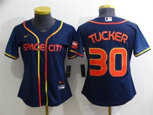 Women's Houston Astros #30 Kyle Tucker 2022 Navy City Connect Cool Base Jersey