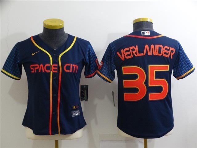 Women's Houston Astros #35 Justin Verlander 2022 Navy City Connect Cool Base Jersey