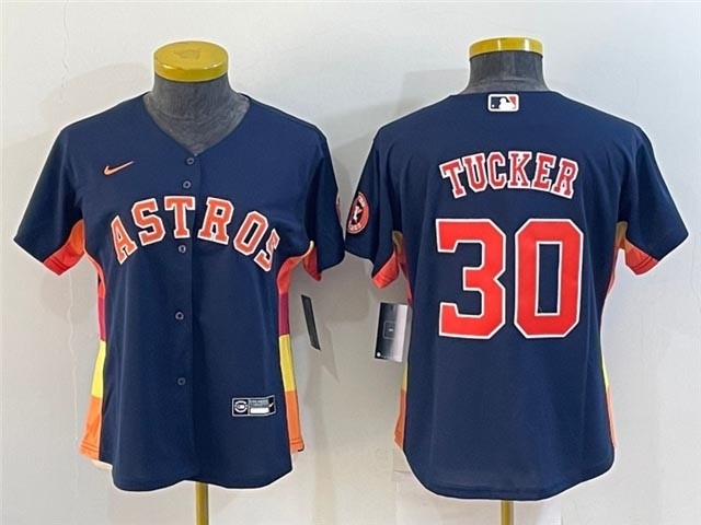 Women's Houston Astros #30 Kyle Tucker Navy Cool Base Jersey