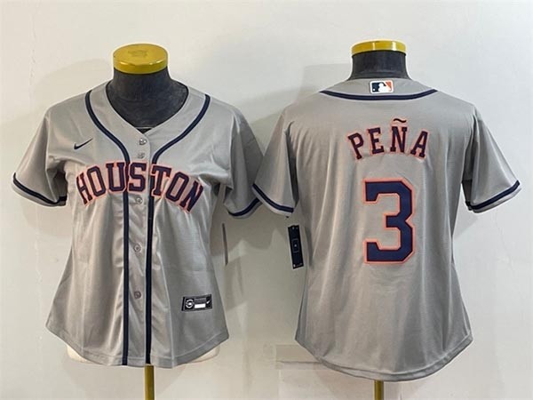 Women's Houston Astros #3 Jeremy Pena Gray Cool Base Stitched Baseball Jersey(Run Small)