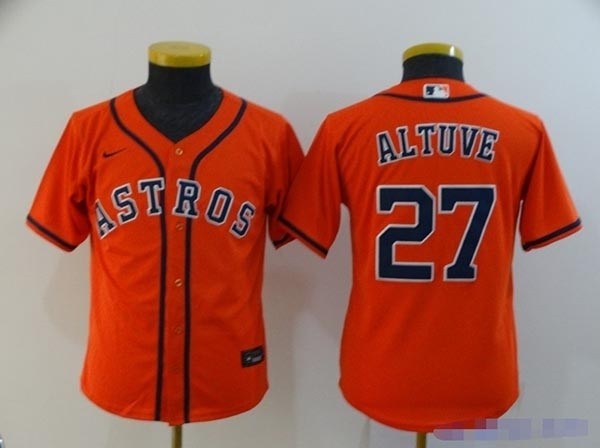 Youth Houston Astros #27 Jose Altuve Orange 2020 Nike Cool Base Jersey