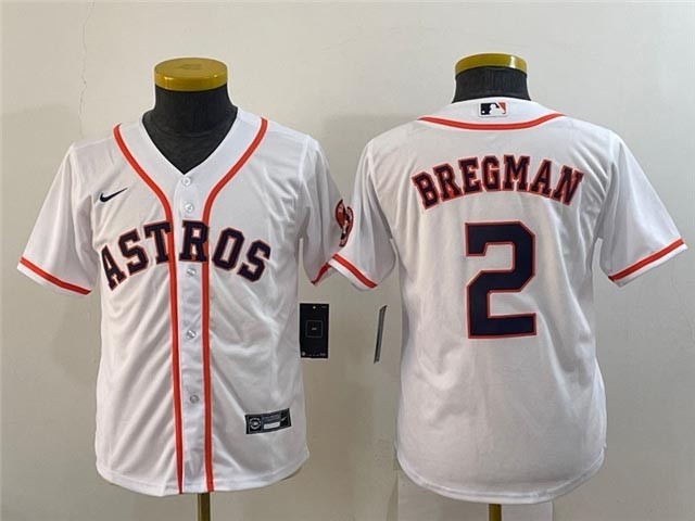 Youth Houston Astros #2 Alex Bregman White Cool Base Jersey