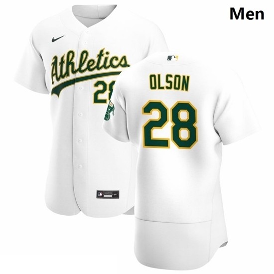 Men's Oakland Athletics #28 Matt Olson Nike White Home 2020 Authentic Player MLB Jersey