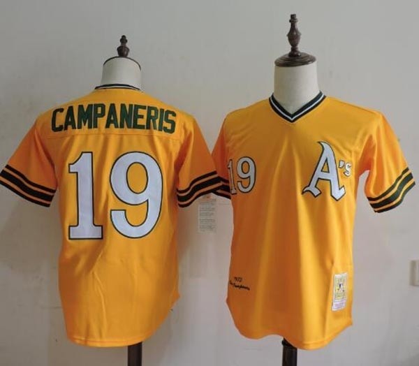 Men's Throwback Oakland Athletics #19 Bert Campaneris Yellow Cooperstown Collection MLB Jersey