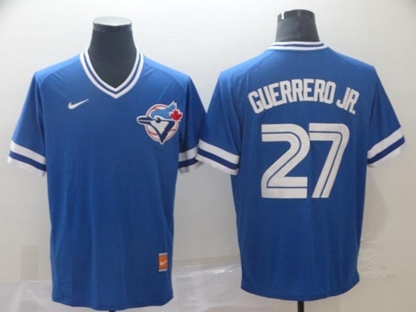 MLB Toronto Blue Jays #27 Vladimir Guerrero Jr. Blue Nike Throwback Jerseys