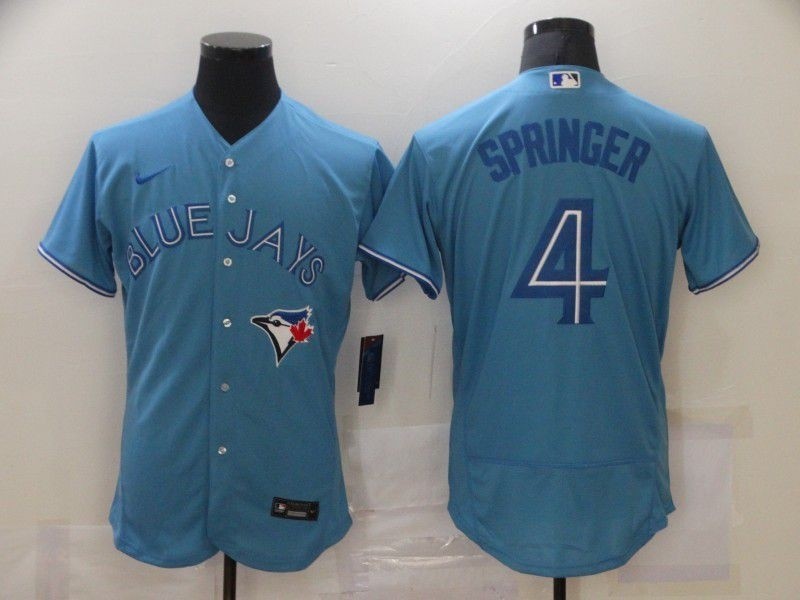 Men's Toronto Blue Jays #4 George Springer Light Blue Stitched MLB Flex Base Nike Jersey