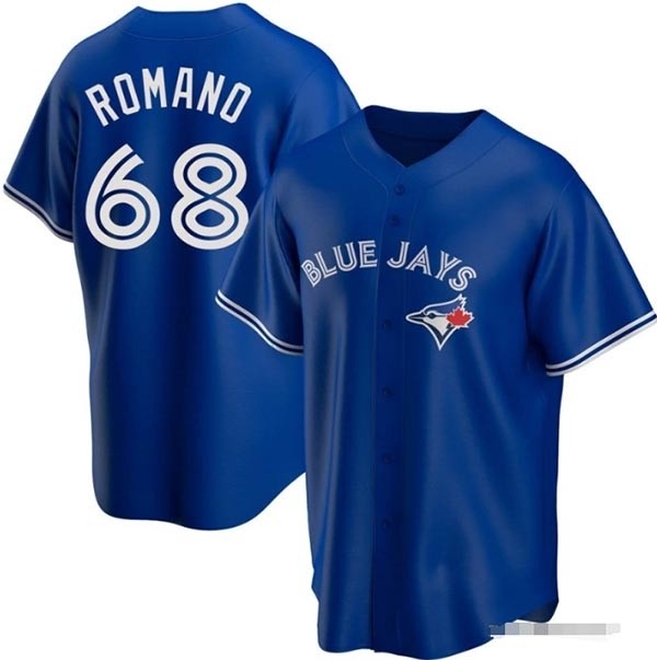 Men's Toronto Blue Jays #68 Jordan Romano Royal Cool Base Stitched Jersey