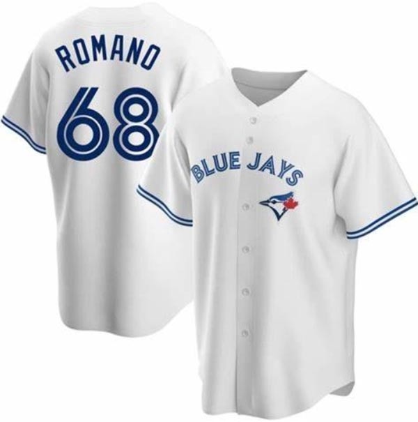 Men's Toronto Blue Jays #68 Jordan Romano White Cool Base Stitched Jersey