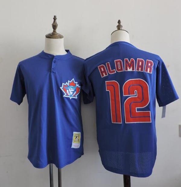 Men's Throwback Toronto Blue Jays #12 Roberto Alomar Blue Cooperstown Collection MLB Jersey