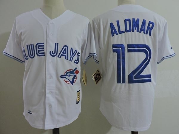 Men's Throwback Toronto Blue Jays #12 Roberto Alomar White 1993 Mitchell & Ness Jersey