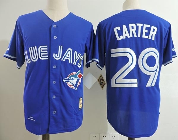 Men's Throwback Toronto Blue Jays #29 Joe Carter Blue 1993 Mitchell & Ness Jersey