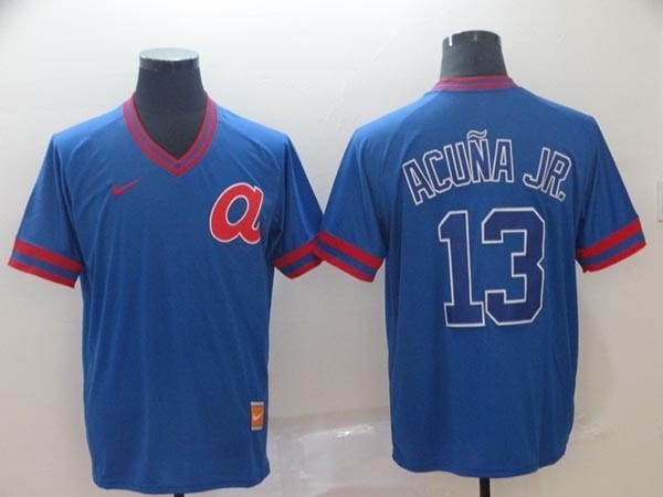 MLB Atlanta Braves #13 Ronald Acuna Jr. Royal Nike Throwback Jersey