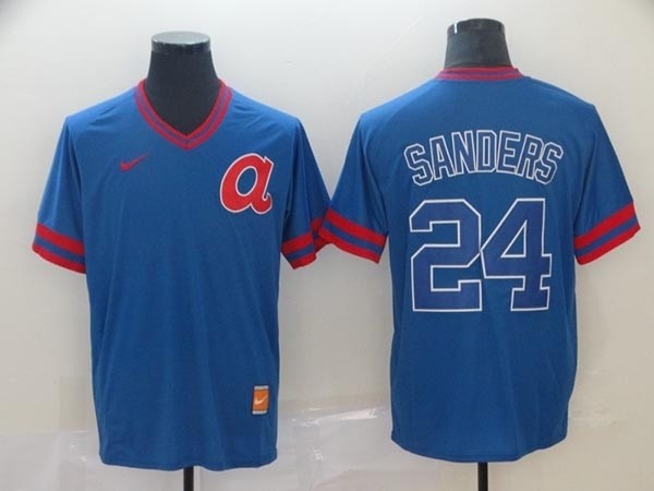 MLB Atlanta Braves #24 Deion Sanders Royal Nike Throwback Jersey