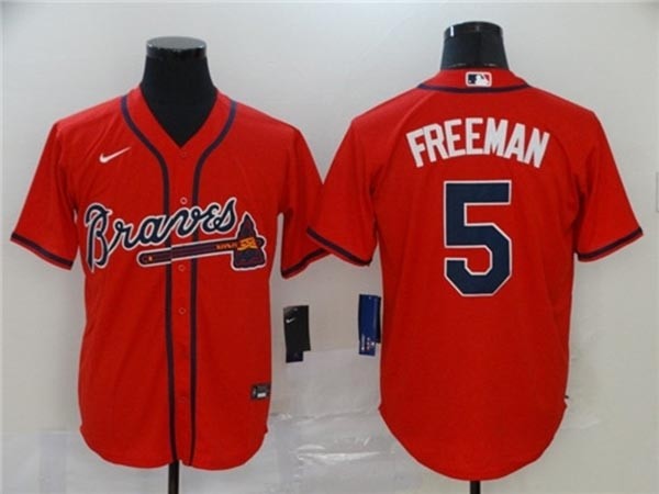 MLB Atlanta Braves #5 Freddie Freeman Red 2020 Nike Cool Base Jersey