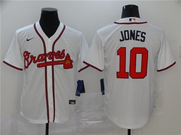 MLB Atlanta Braves #10 Chipper Jones White 2020 Nike Cool Base Jersey