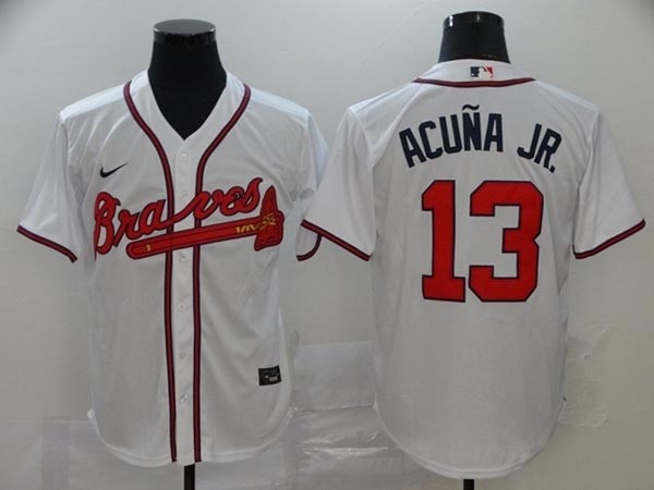 MLB Atlanta Braves #13 Ronald Acuna Jr. White 2020 Nike Cool Base Jersey