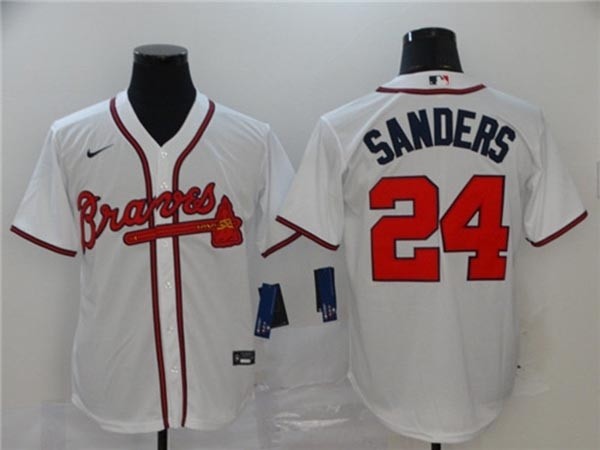 MLB Atlanta Braves #24 Deion Sanders White 2020 Nike Cool Base Jersey