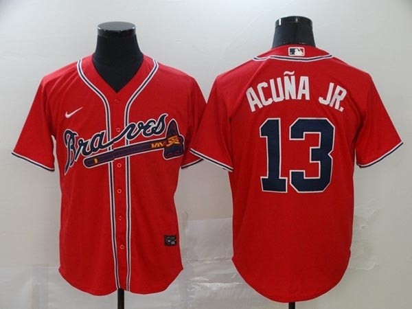 MLB Atlanta Braves #13 Ronald Acuna Jr. Red 2020 Nike Cool Base Jersey