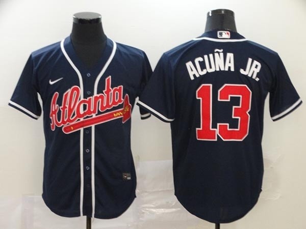 MLB Atlanta Braves #13 Ronald Acuna Jr. Navy 2020 Nike Cool Base Jersey