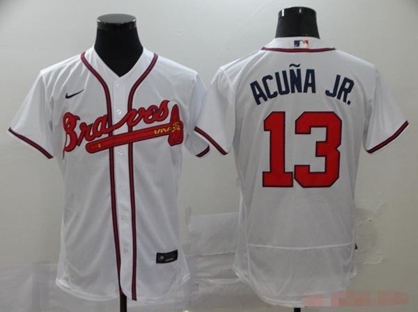 MLB Atlanta Braves #13 Ronald Acuna Jr. White 2020 Nike Flexbase Jersey