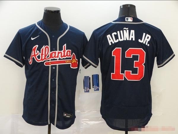 MLB Atlanta Braves #13 Ronald Acuna Jr. Navy 2020 Nike Flexbase Jersey