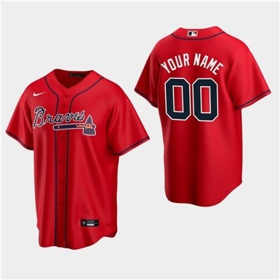 Men's Atlanta Braves Custom 2020 Red Alternate Cool Base Jersey(Name and number remark in comment column)