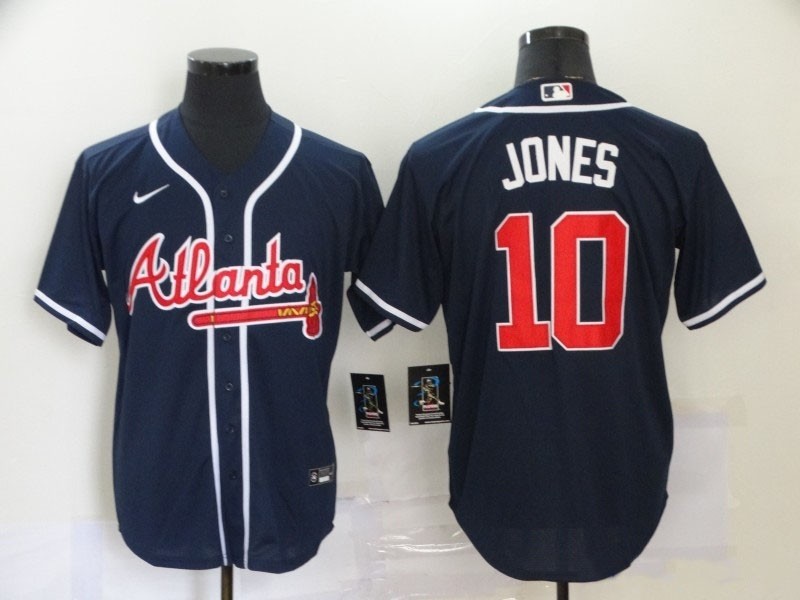 MLB Atlanta Braves #10 Chipper Jones Navy 2020 Nike Cool Base Jersey