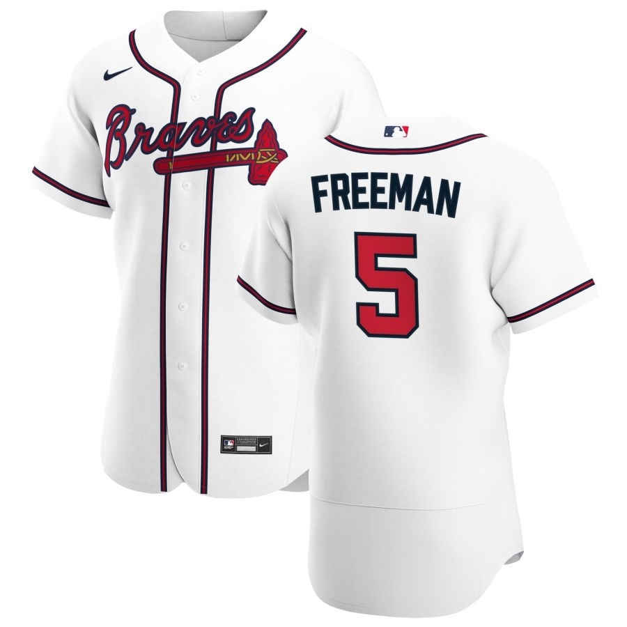 Men's Atlanta Braves #5 Freddie Freeman Nike White Home 2020 Authentic Player MLB Jersey