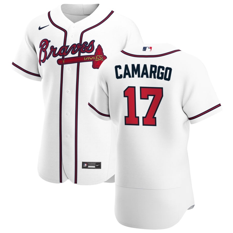 Men's Atlanta Braves #17 Johan Camargo Nike White Home 2020 Authentic Player MLB Jersey