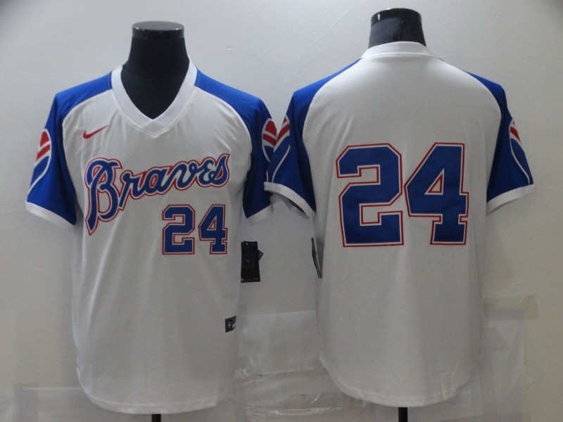 Atlanta Braves #24 Deion Sanders White Nike Turn Back The Clock Jersey