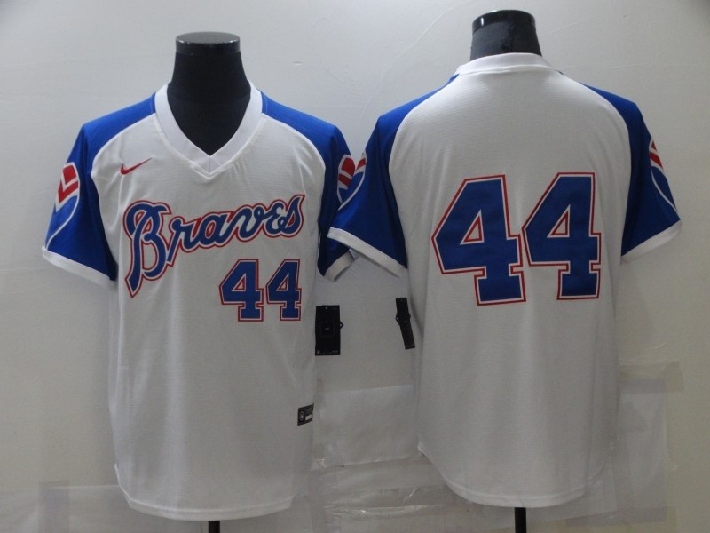 Atlanta Braves #44 Hank Aaron White Nike Turn Back The Clock Jersey